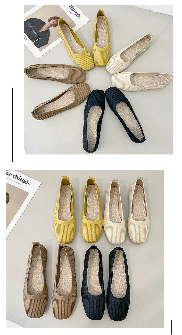 Fashion woven square head soft sole lazy loafers