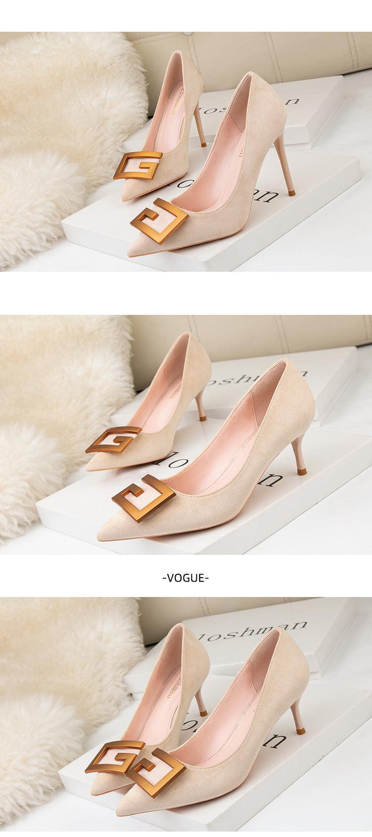 Pointed suede shallow mouth banquet professional high heels