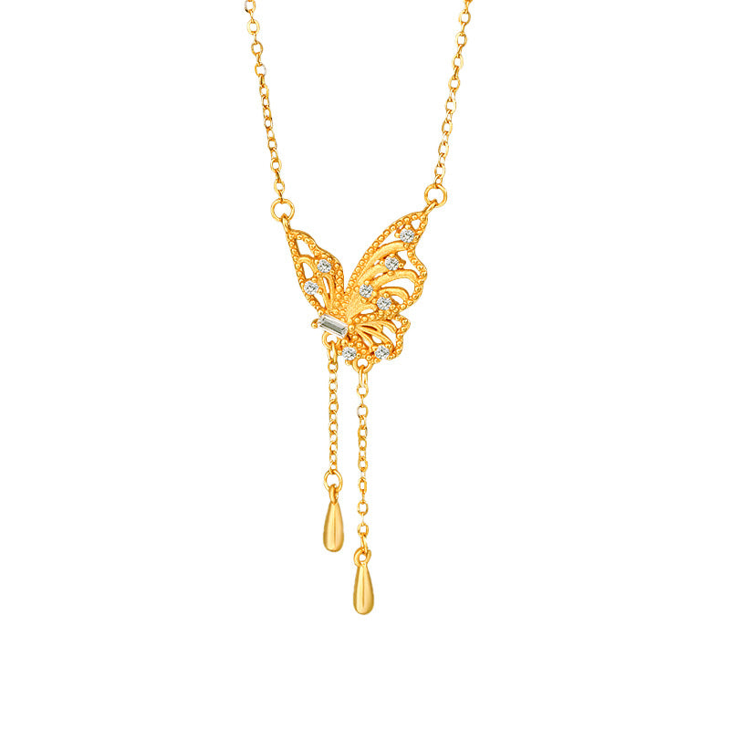 S925 Sterling Silver Tassel Dream Butterfly Necklace