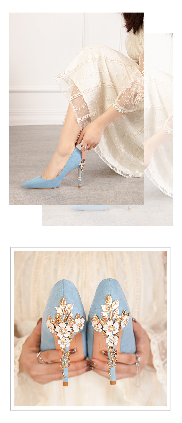 Fashion light luxury pointed wedding shoes banquet high heels