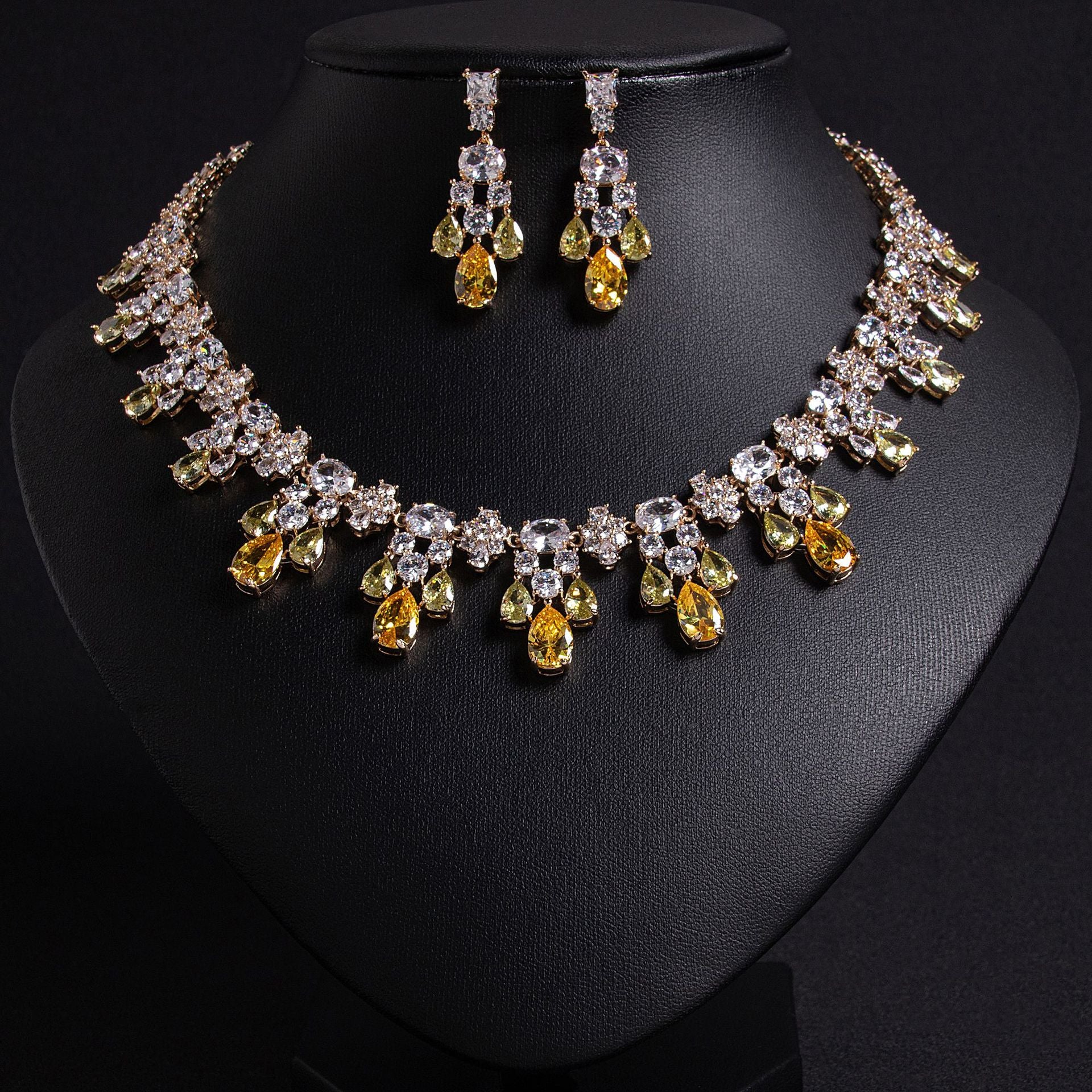 Luxury Ruby Red Flower Jewelry Set with Sparkling Crystals