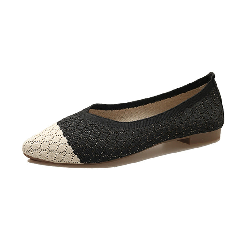 Stylish pointed woven breathable soft-soled loafers