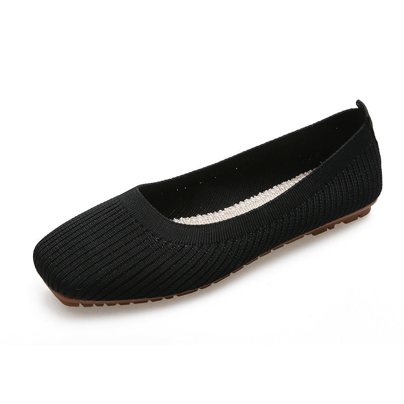 Fashion woven square head soft sole lazy loafers