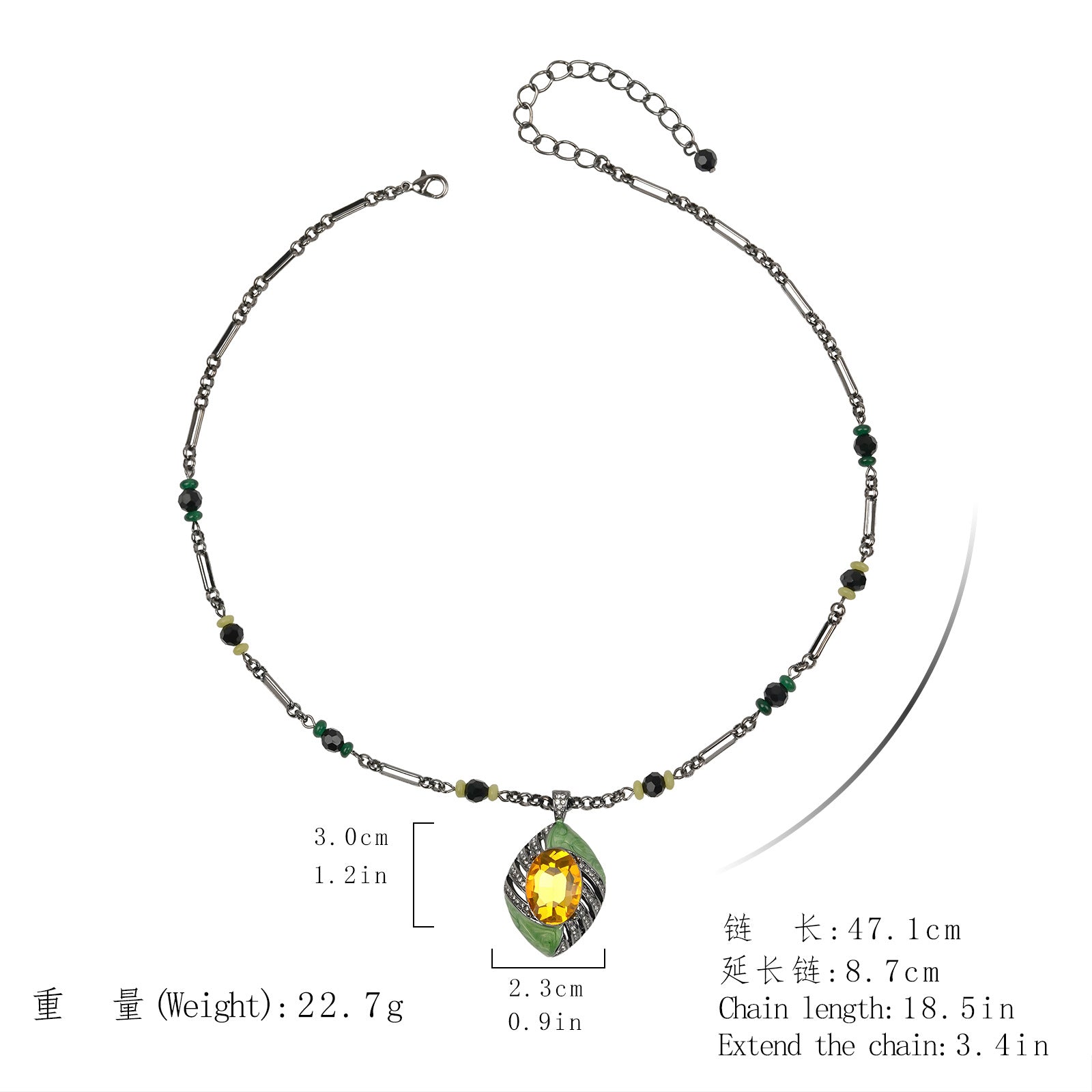 Light Luxury Topaz Geometric Stud Earrings Necklace Ring Set