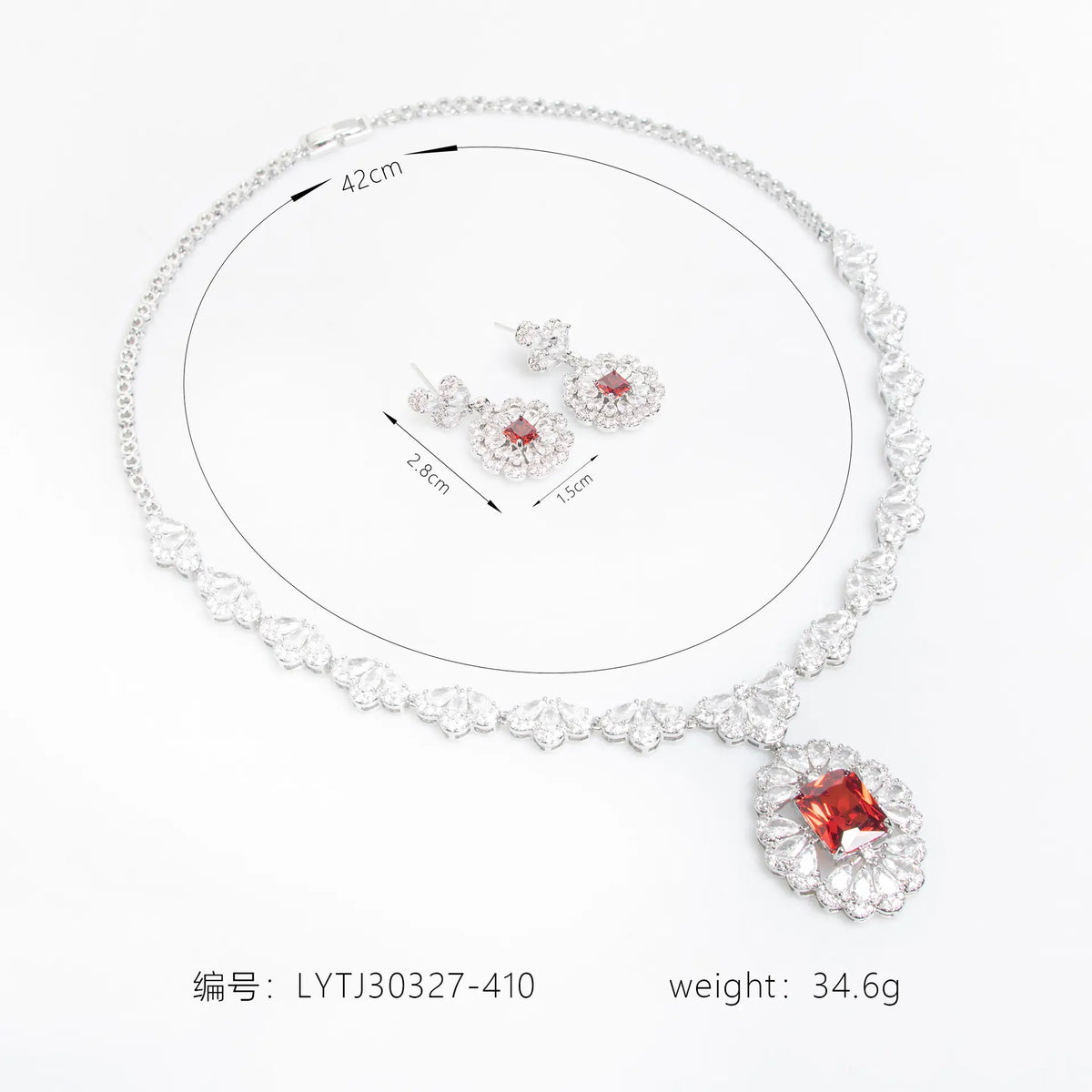Luxury Yellow Gemstone Floral Necklace Set for Women – Marquise Crystal Jewelry with Matching Earrings