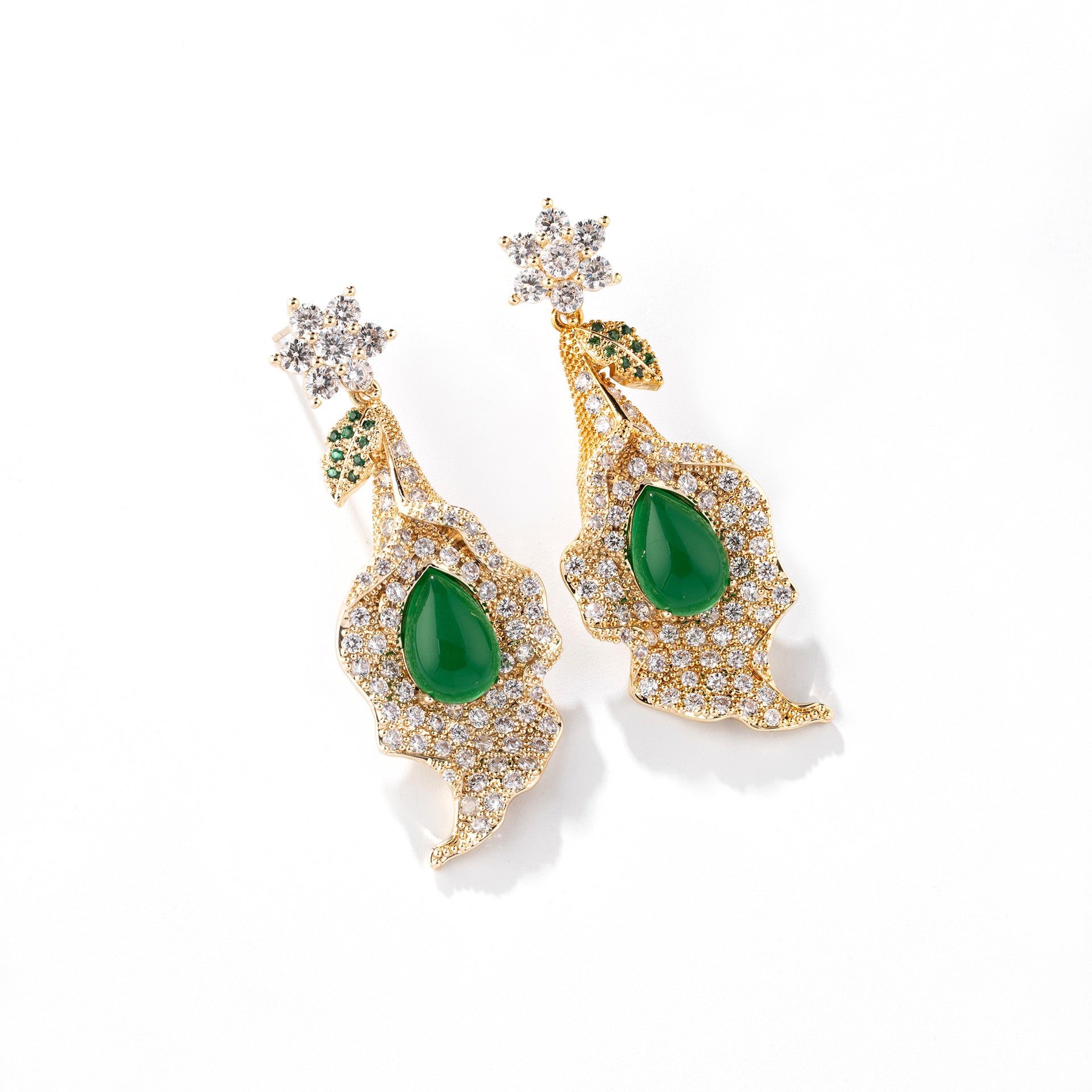 Luxury Floral Earrings with Yellow Teardrop Crystal – Glamorous Evening Jewelry