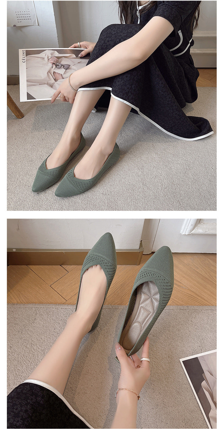 Pointed Flat Bottom Casual Breathable Loafers