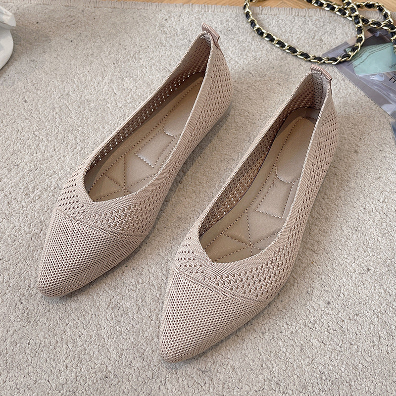 Pointed Flat Bottom Casual Breathable Loafers