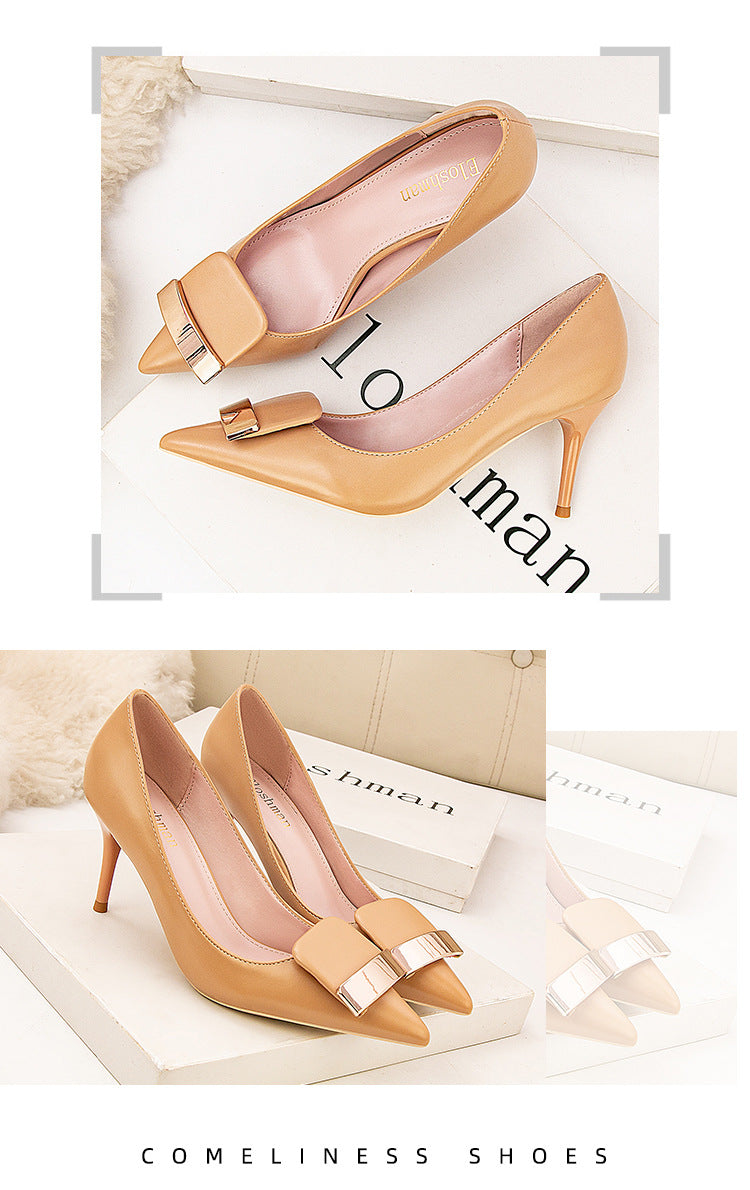 Pointed head shallow mouth metal belt buckle professional high heels