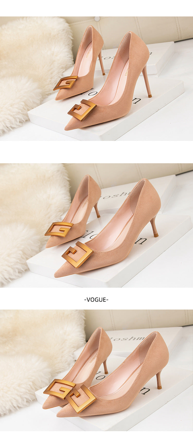 Pointed suede shallow mouth banquet professional high heels