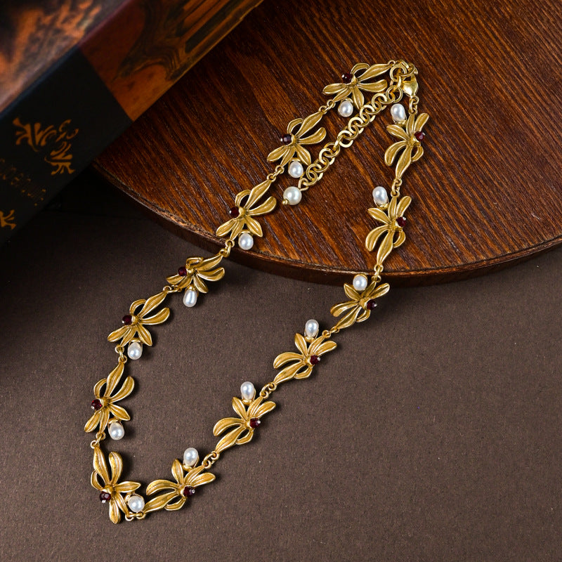 New Medieval Flower Gold Plated Jewelry Set