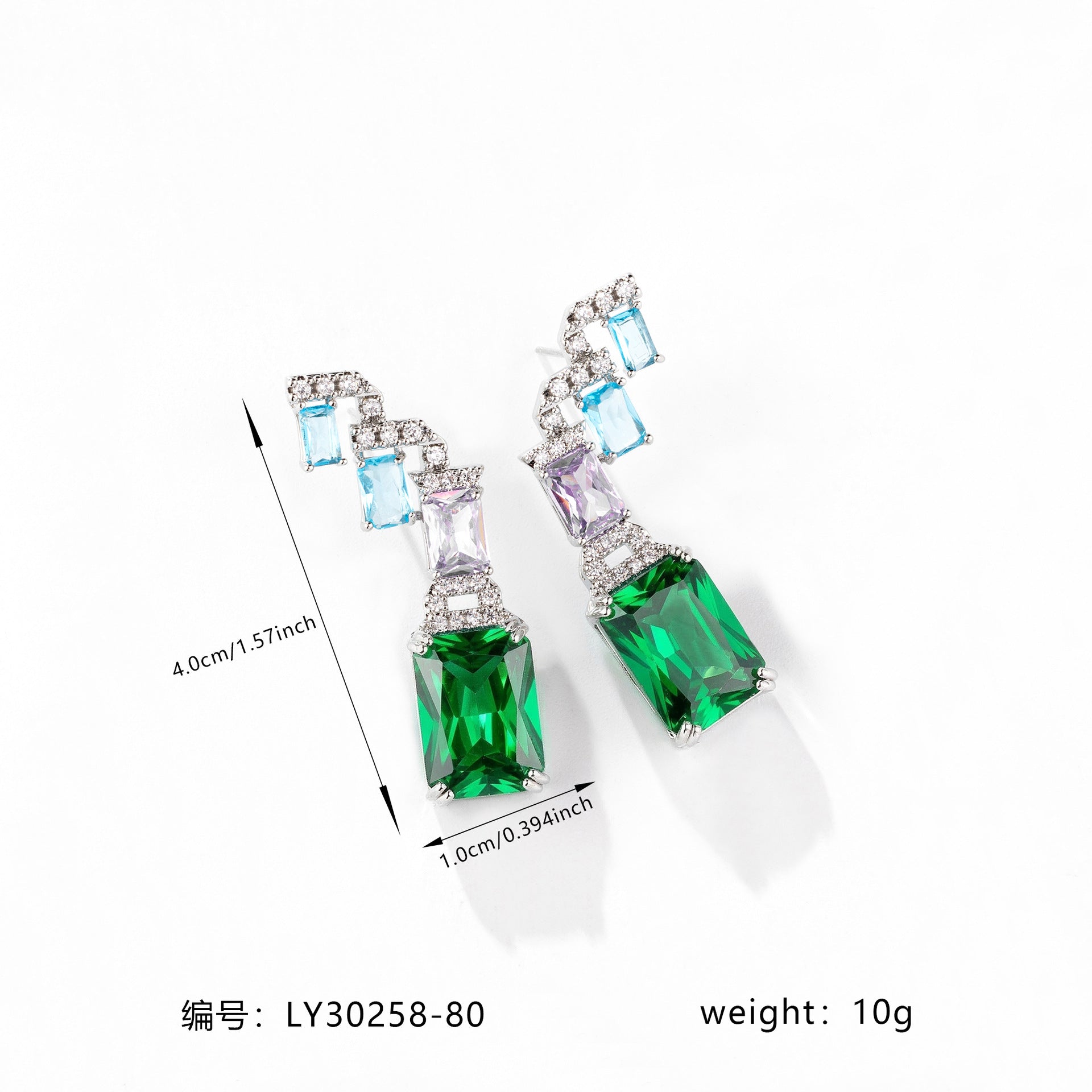 Elegant Emerald Green Gemstone Earrings – Luxury Multicolor Crystal Jewelry