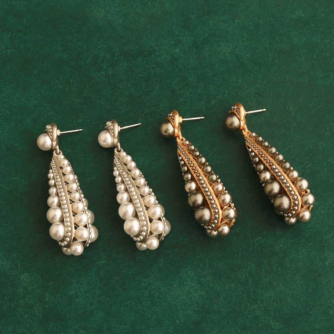 French Retro Pearl Stud Earrings