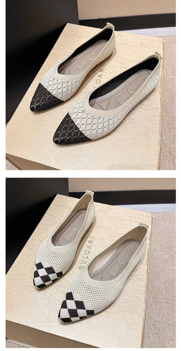 Stylish pointed woven breathable soft-soled loafers