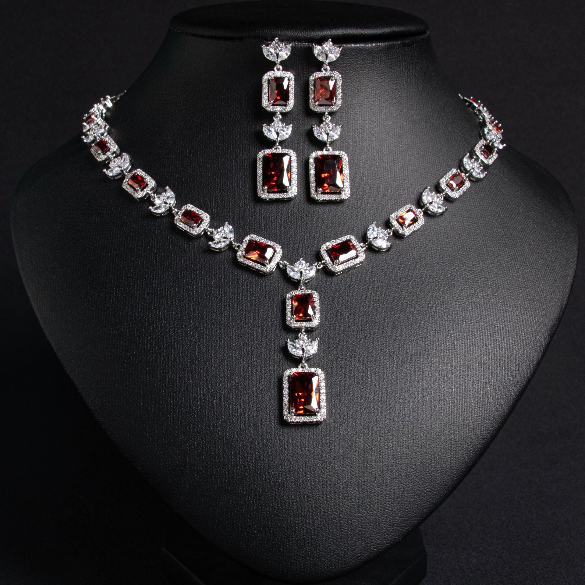 Parure collier et boucles d'oreilles de luxe en cristal jaune pour soirée