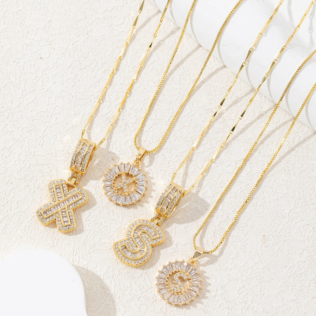 Full Diamond Rock Sugar 26 Letter Necklace
