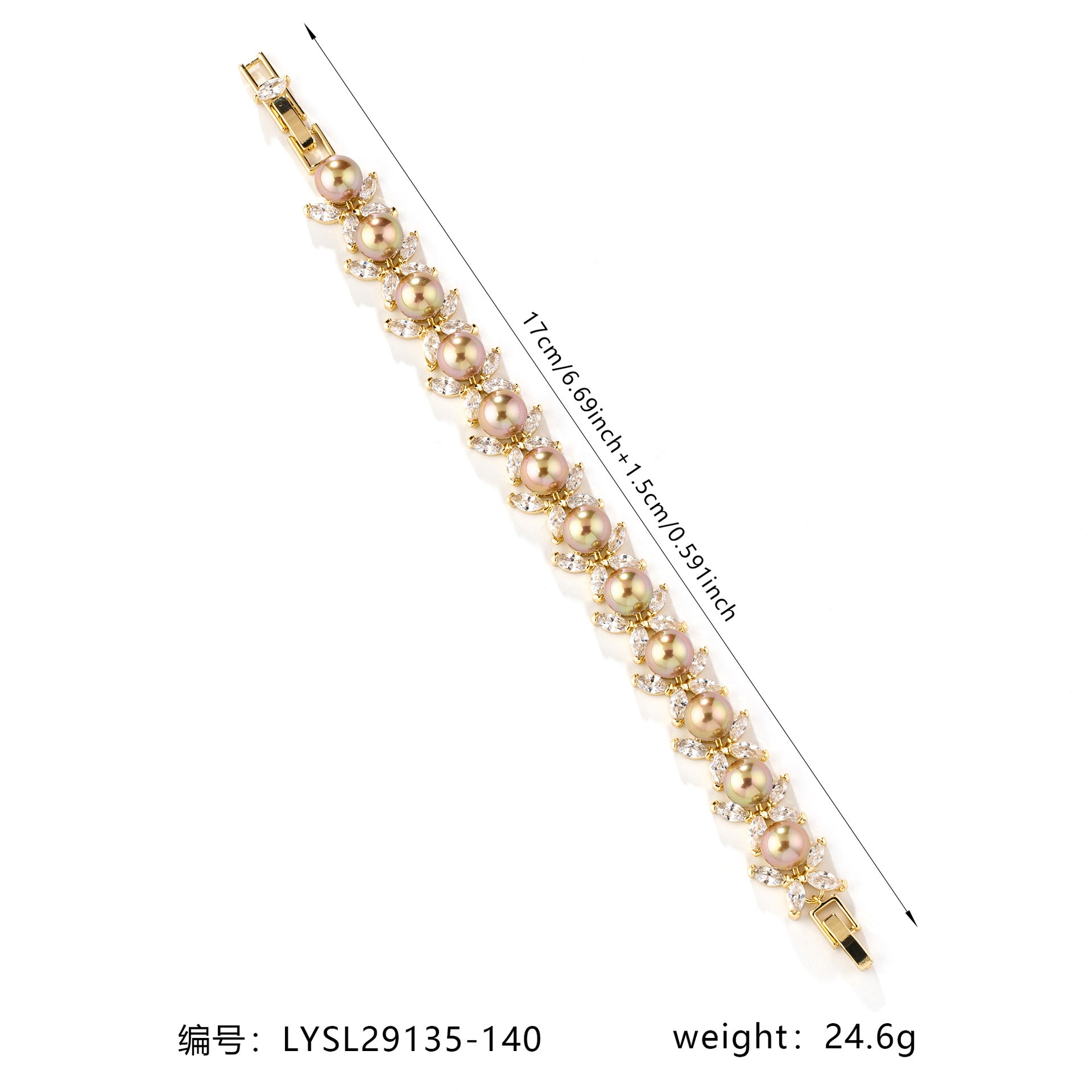 Elegant Pearl Bracelet with Crystal Leaves – Luxury Jewelry Gift for Her