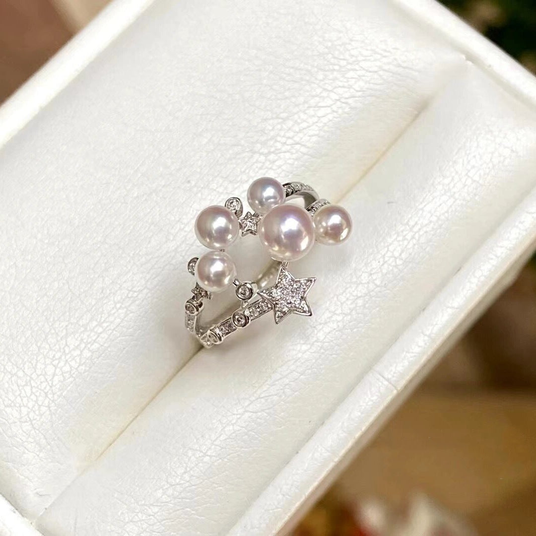 Bright star pearl ring