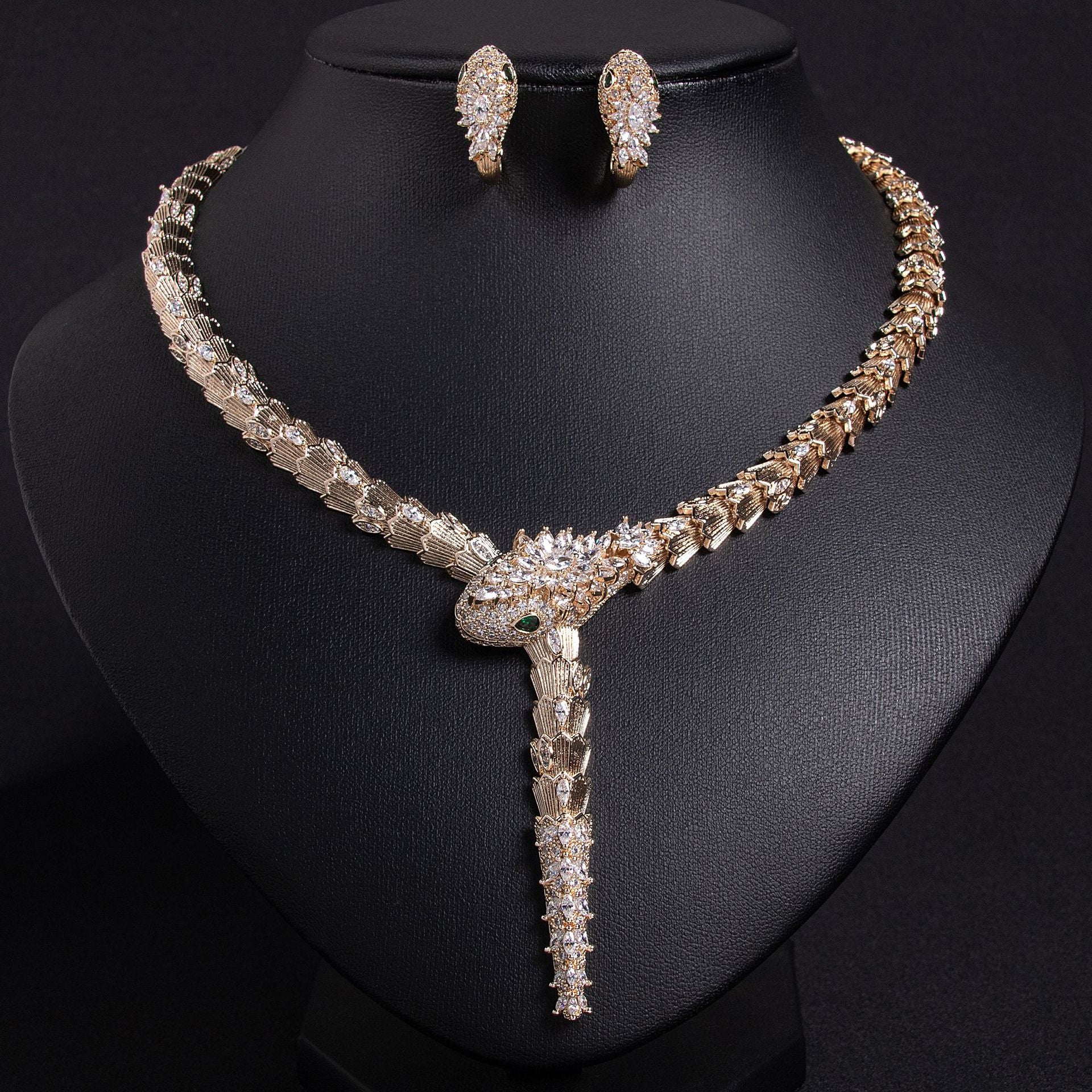 Snake necklace earrings jewelry set bracelet banquet haute couture snake necklace