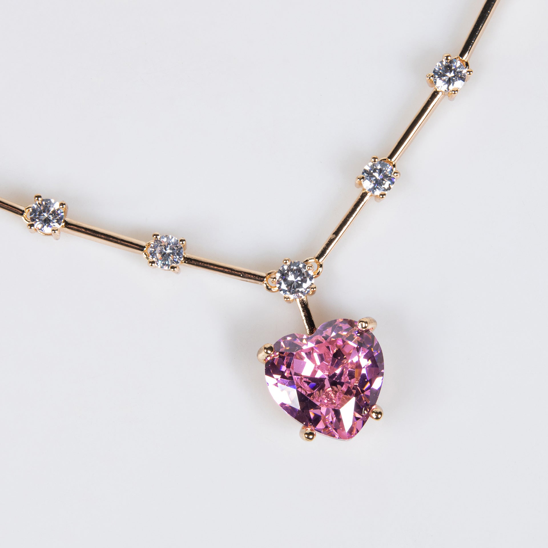 Romantic Yellow Crystal Heart Necklace Set – Elegant Jewelry Gift for Women