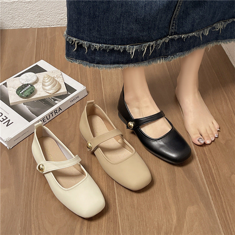 Fashion versatile soft-soled one-button loafers