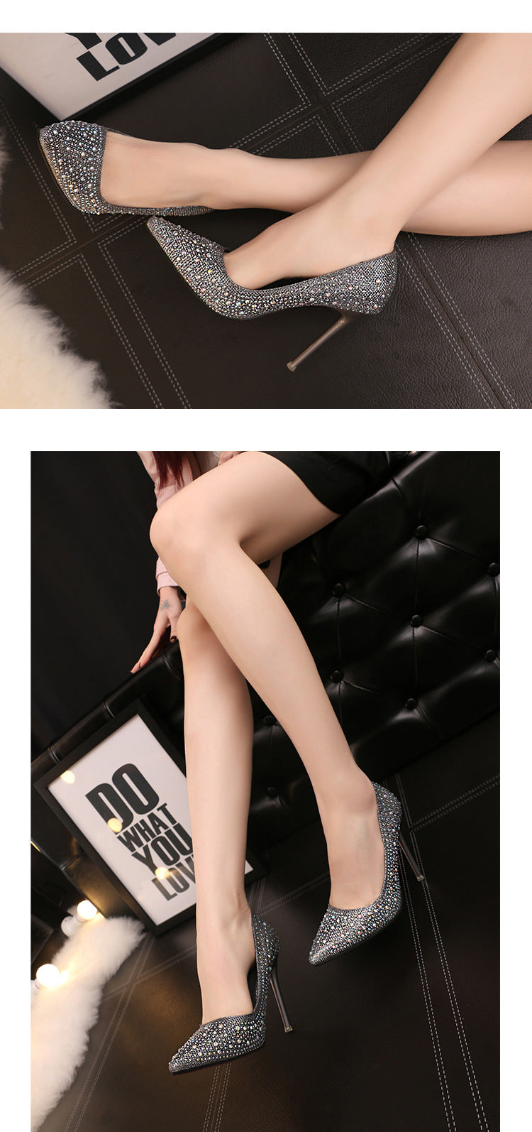 Fashion Pointed Diamond Wedding High Heels