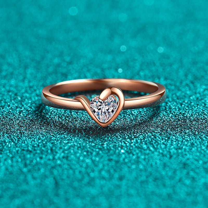 S925 Sterling Silver Moissanite Champagne Gold Ring