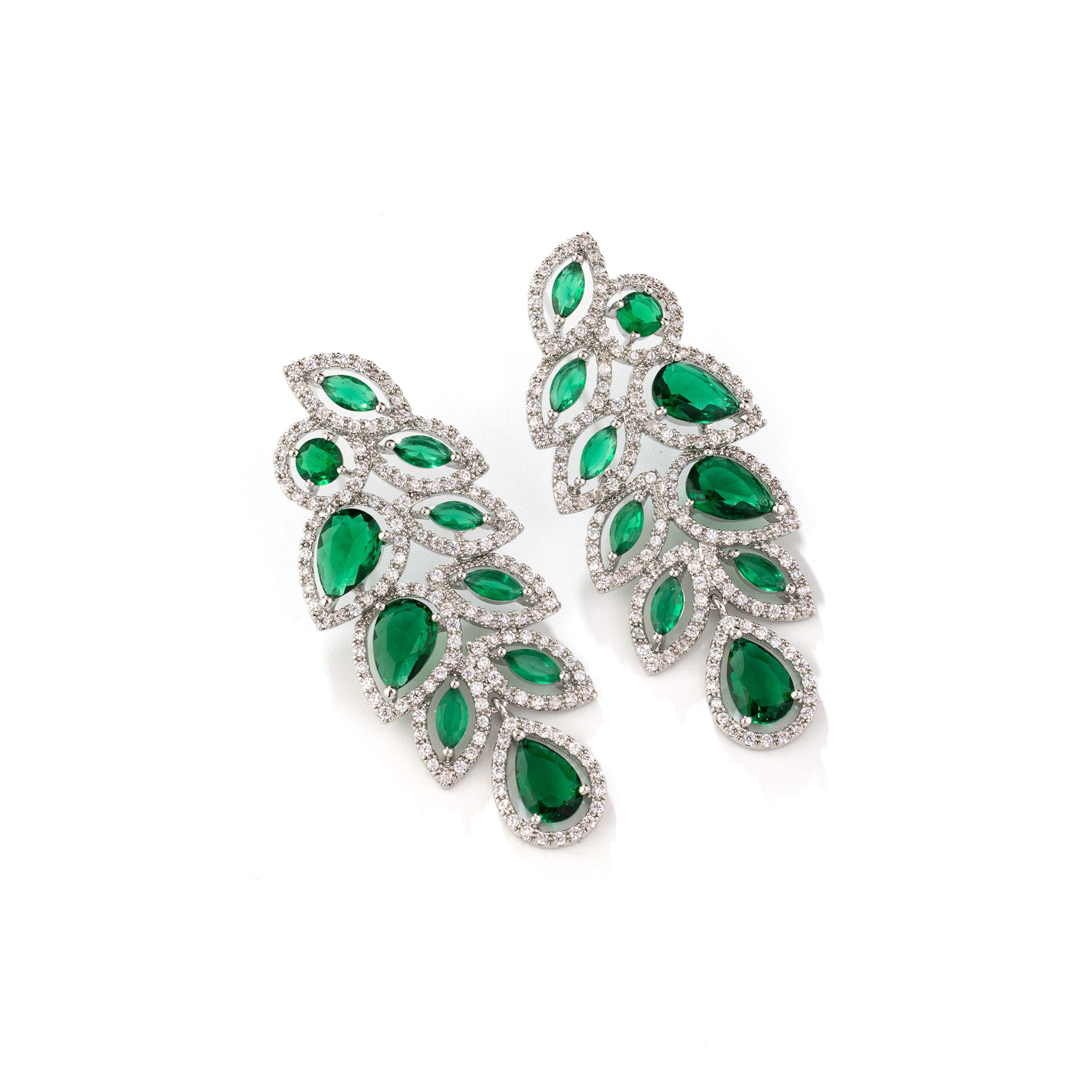Luxury Emerald Green Crystal Drop Earrings – Elegant Statement Jewelry for Women
