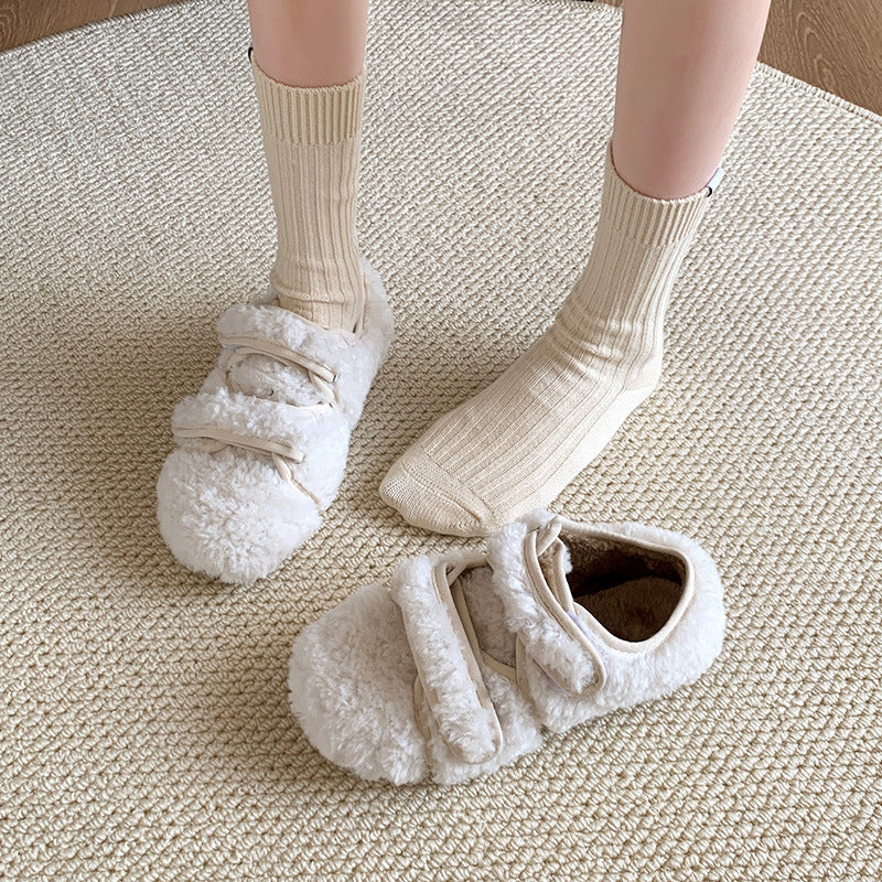 Winter fleece warm flat loafers