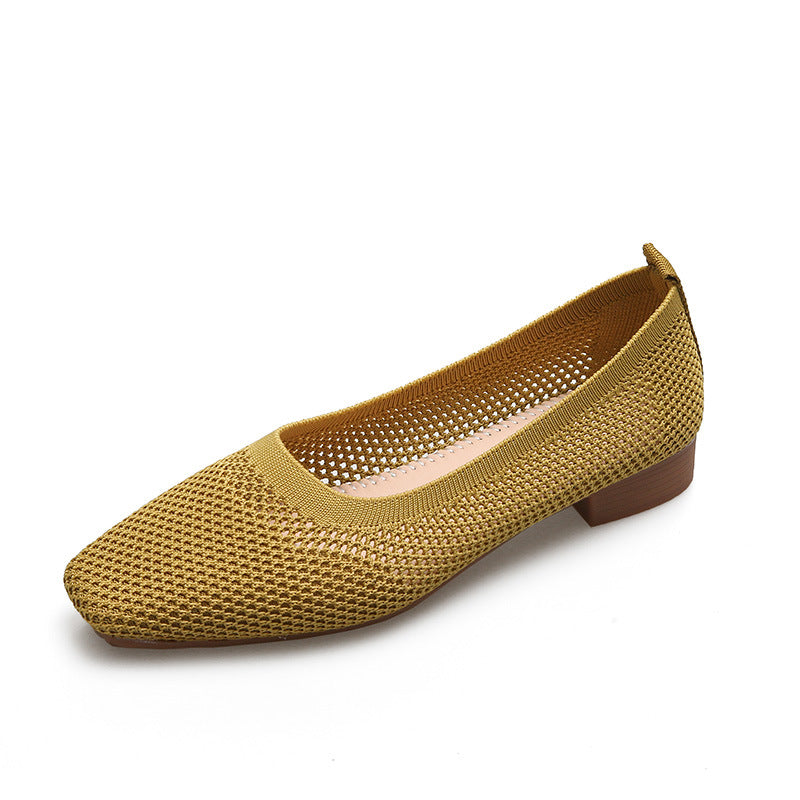 Fashion woven breathable square loafers