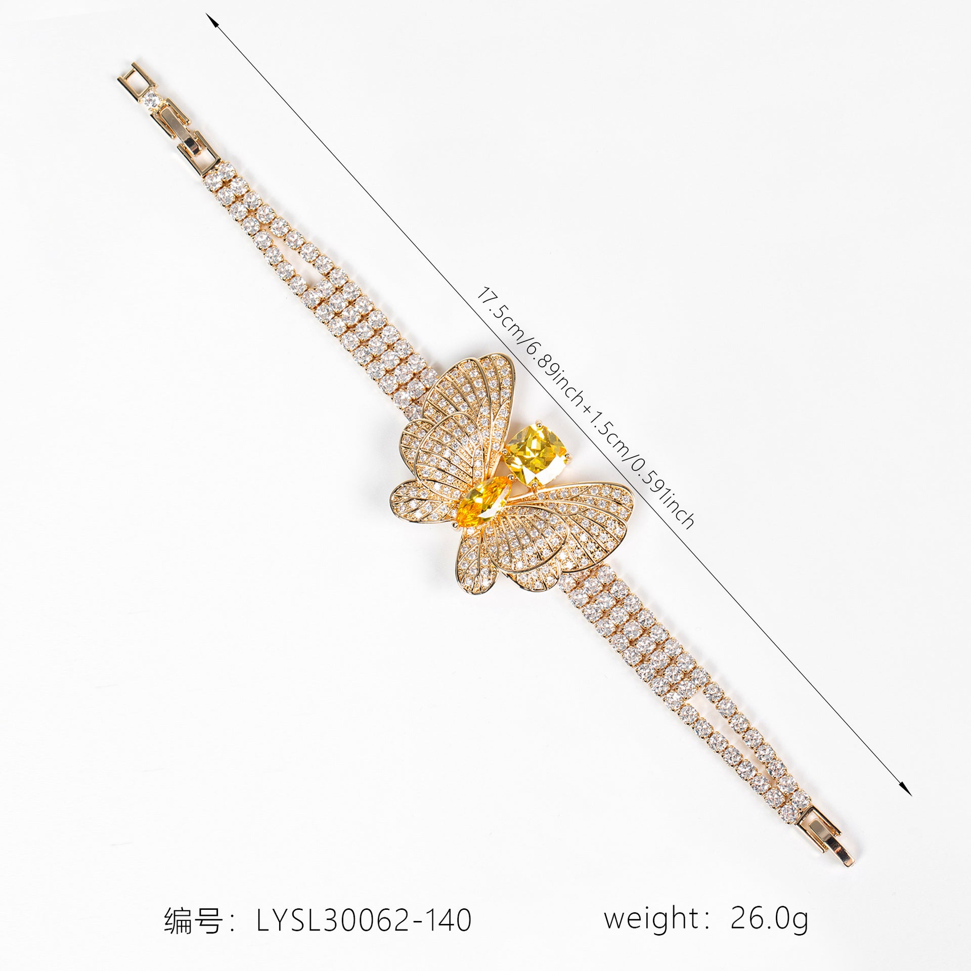 Sparkling Butterfly Bracelet with Yellow Gemstone Look for Women