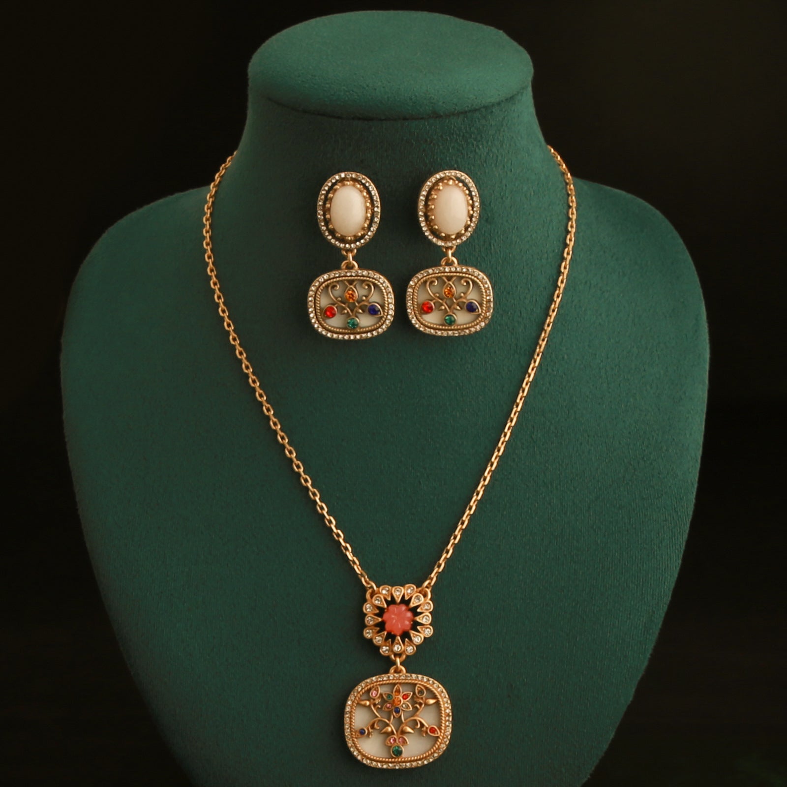 Vintage niche flower zircon jewelry set