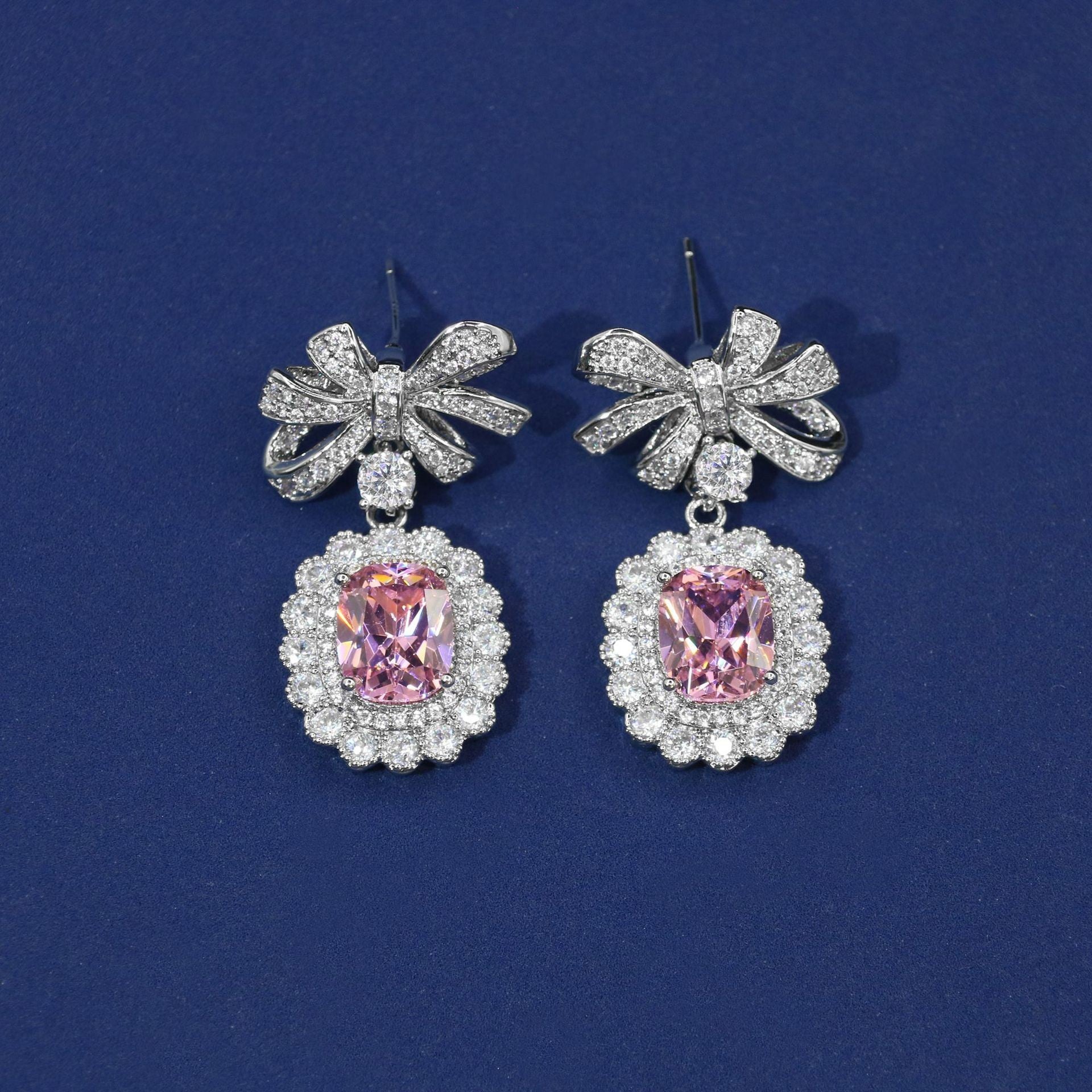 Ensemble Collier Boucles d'Oreilles Nœud Papillon Zircon Mode