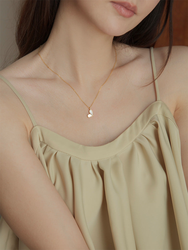 Golden Love White Shell Pendant Necklace