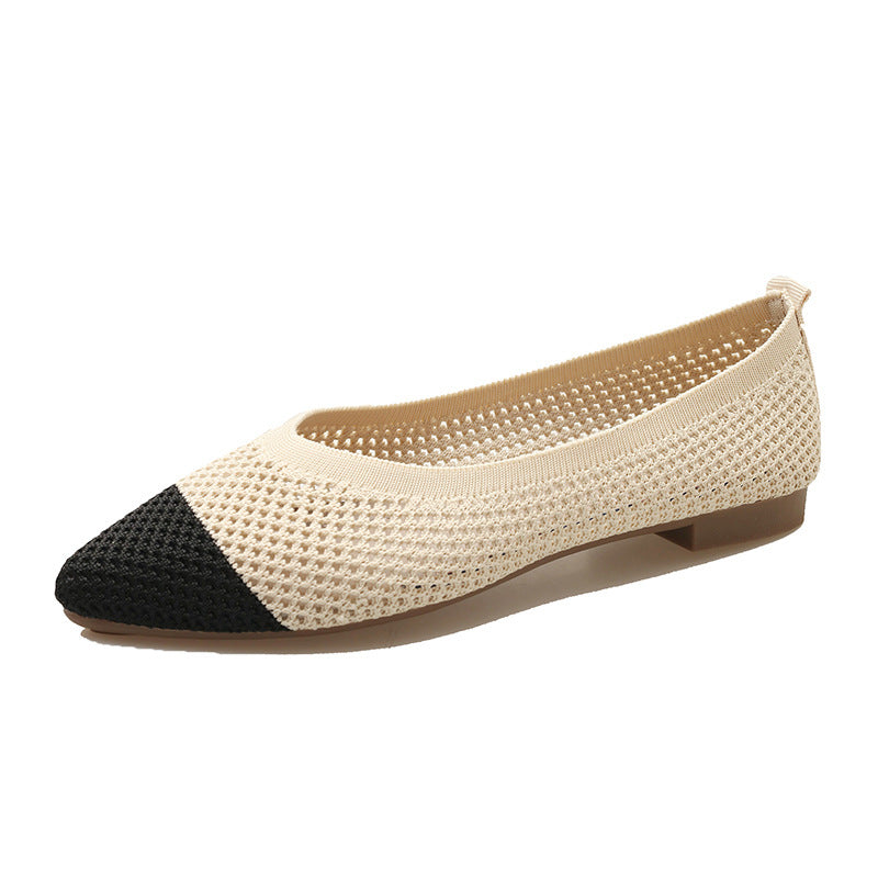 Stylish pointed woven breathable soft-soled loafers