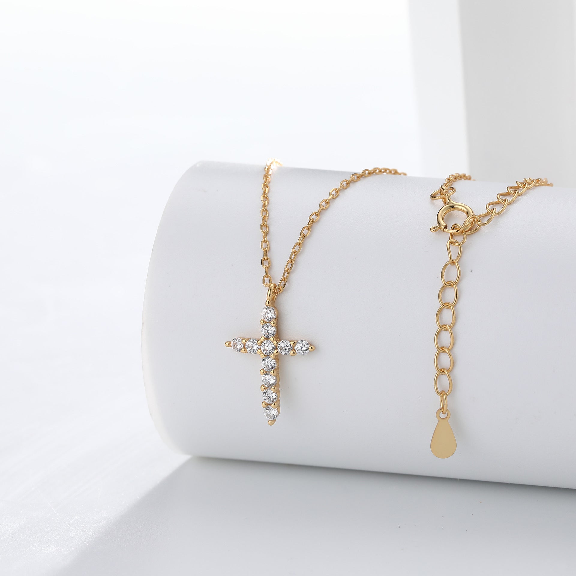 S925 Sterling Silver Diamond Cross Faith Necklace