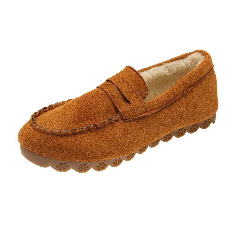 Fashion large size velvet beef tendon soft-soled loafers