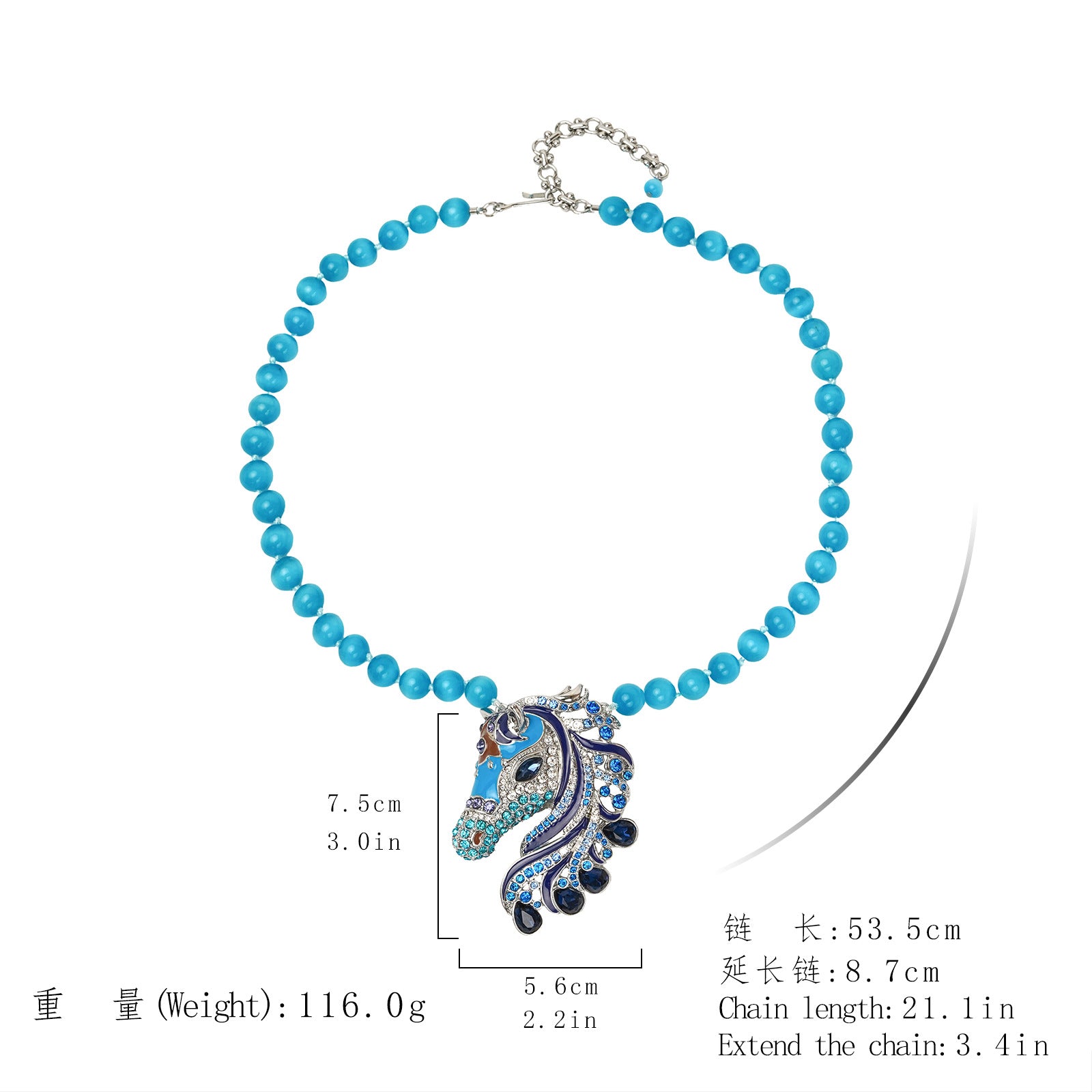 Fashion light luxury horse head diamond necklace