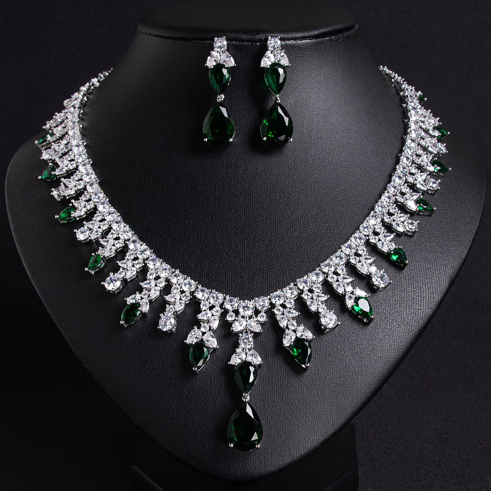 Luxury Multicolor Gemstone Statement Necklace Set for Women – Floral Jewelry with Matching Earrings