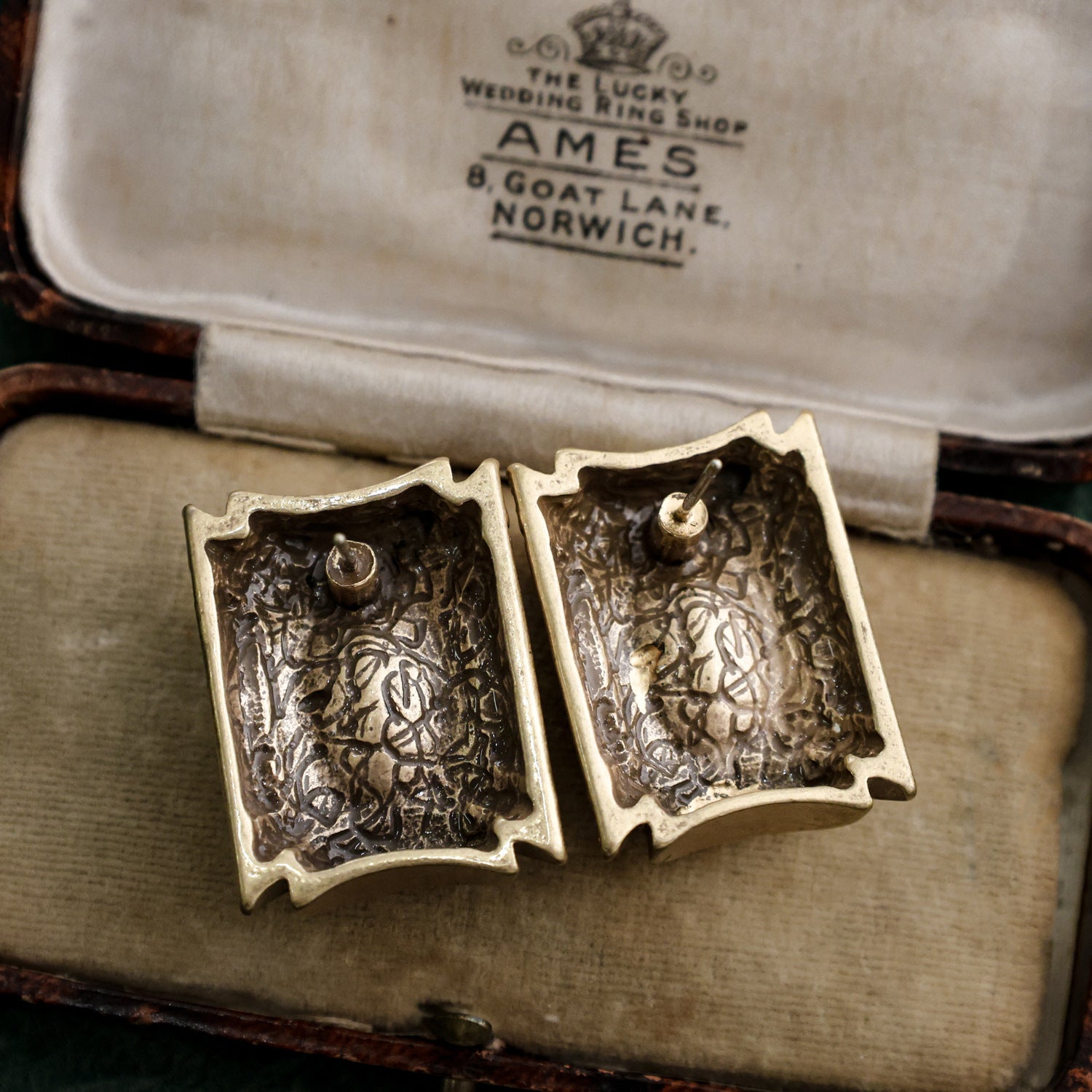 Vintage Geometric Diamond Silver Needle Earrings