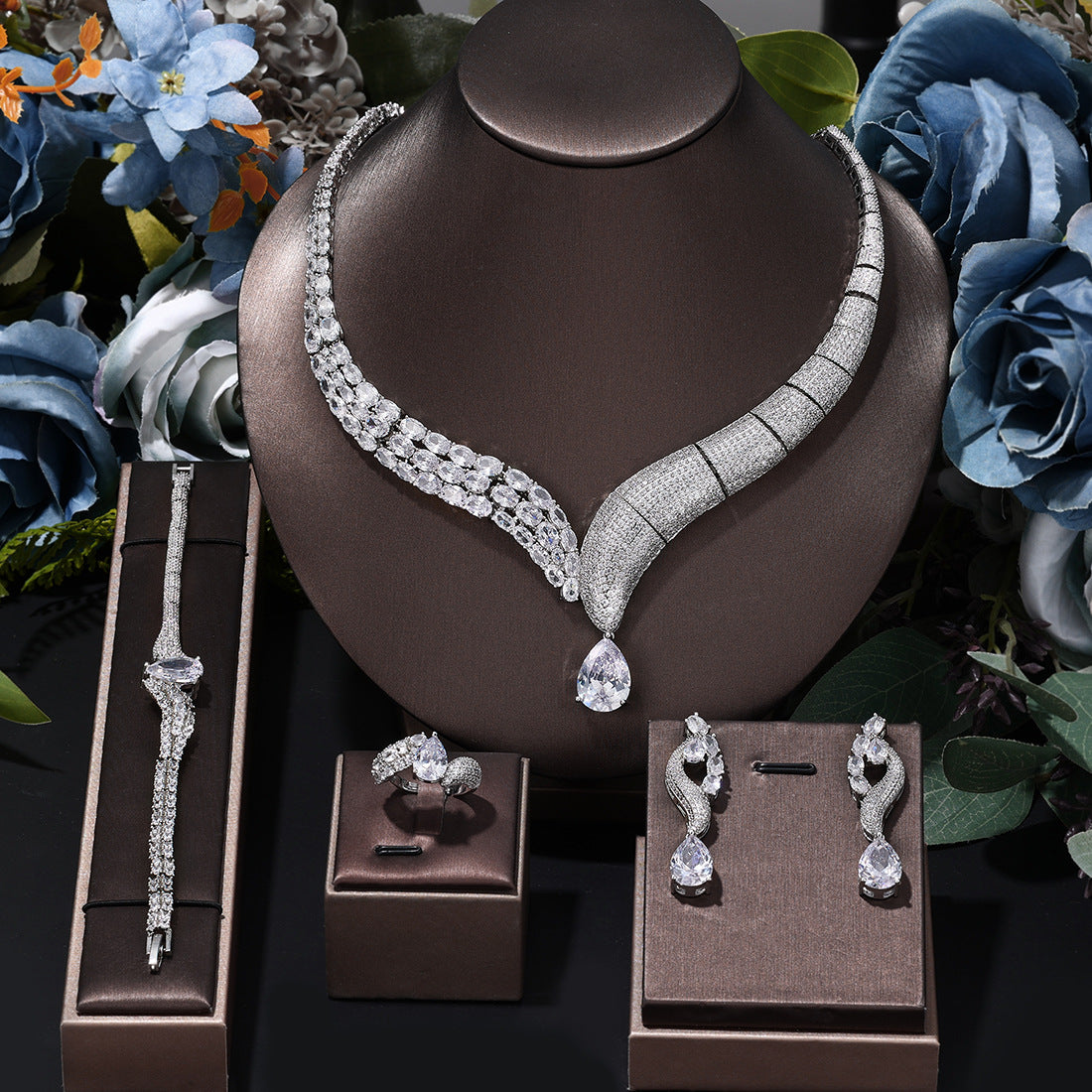 Parure de Bijoux de Luxe avec Cristaux Émeraude