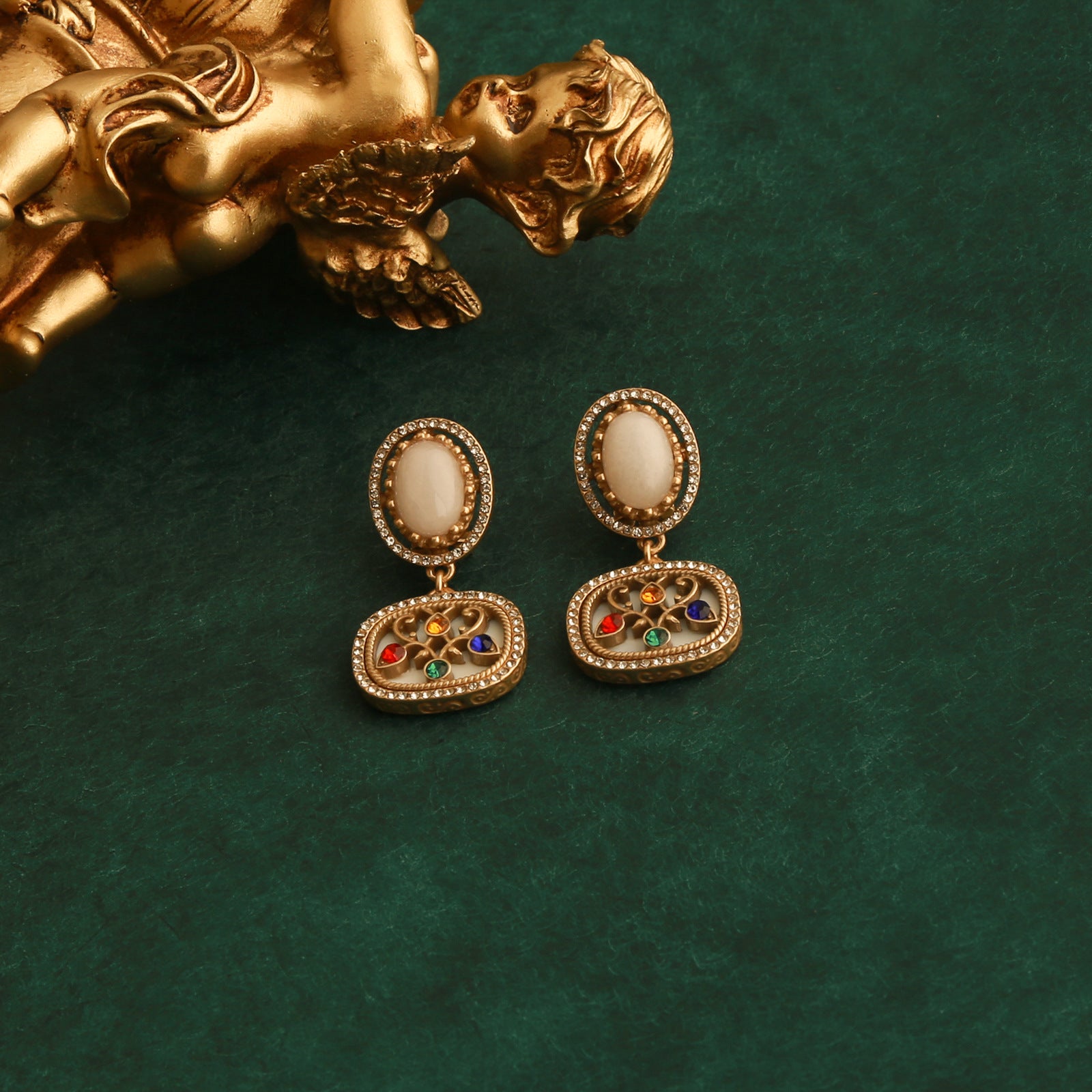 Vintage niche flower zircon jewelry set