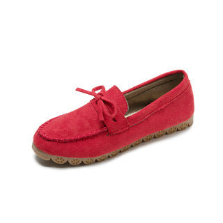 Women's Large Size Bow Fleece Warm Sole Loafers