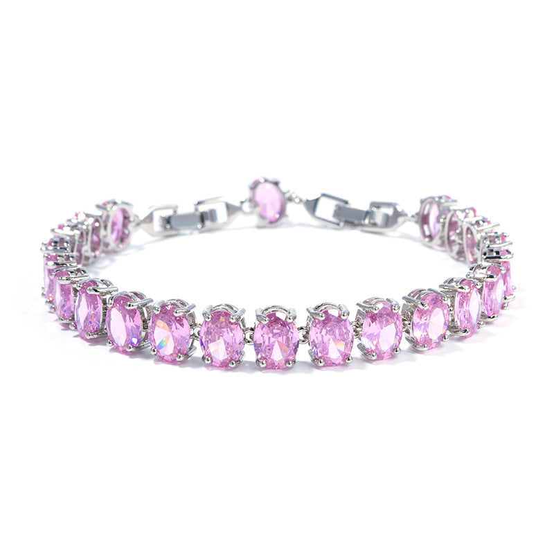 Simple inlaid circular zircon bracelet