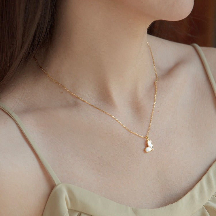 Golden Love White Shell Pendant Necklace