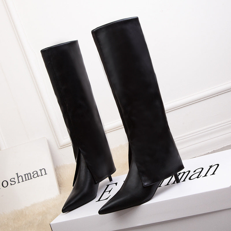 Fashion Split High Boots Pointed Stiletto Knight Boots