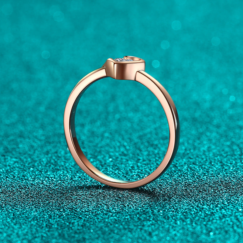 S925 Sterling Silver Moissanite Champagne Gold Ring