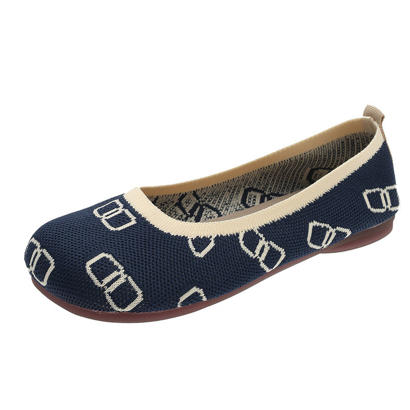 Stylish woven breathable flat-bottomed lazy loafers