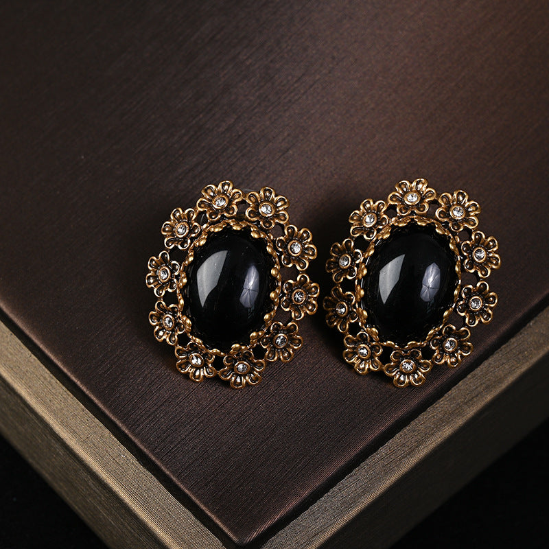 Light luxury lace pearl necklace stud earrings series