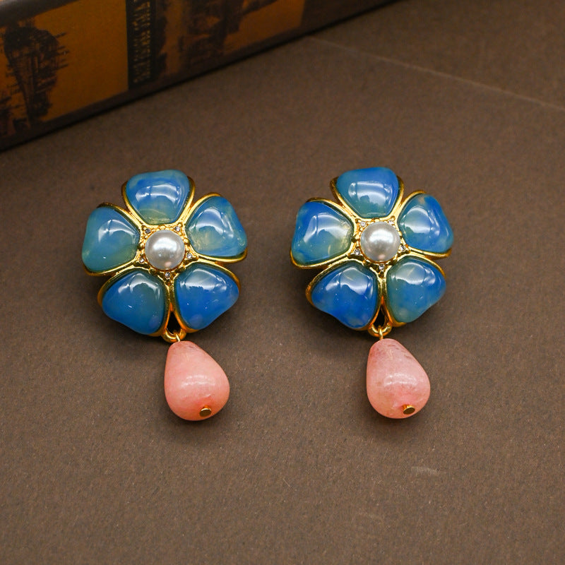 Colorful Flower Retro Earrings High-end Flower Earrings